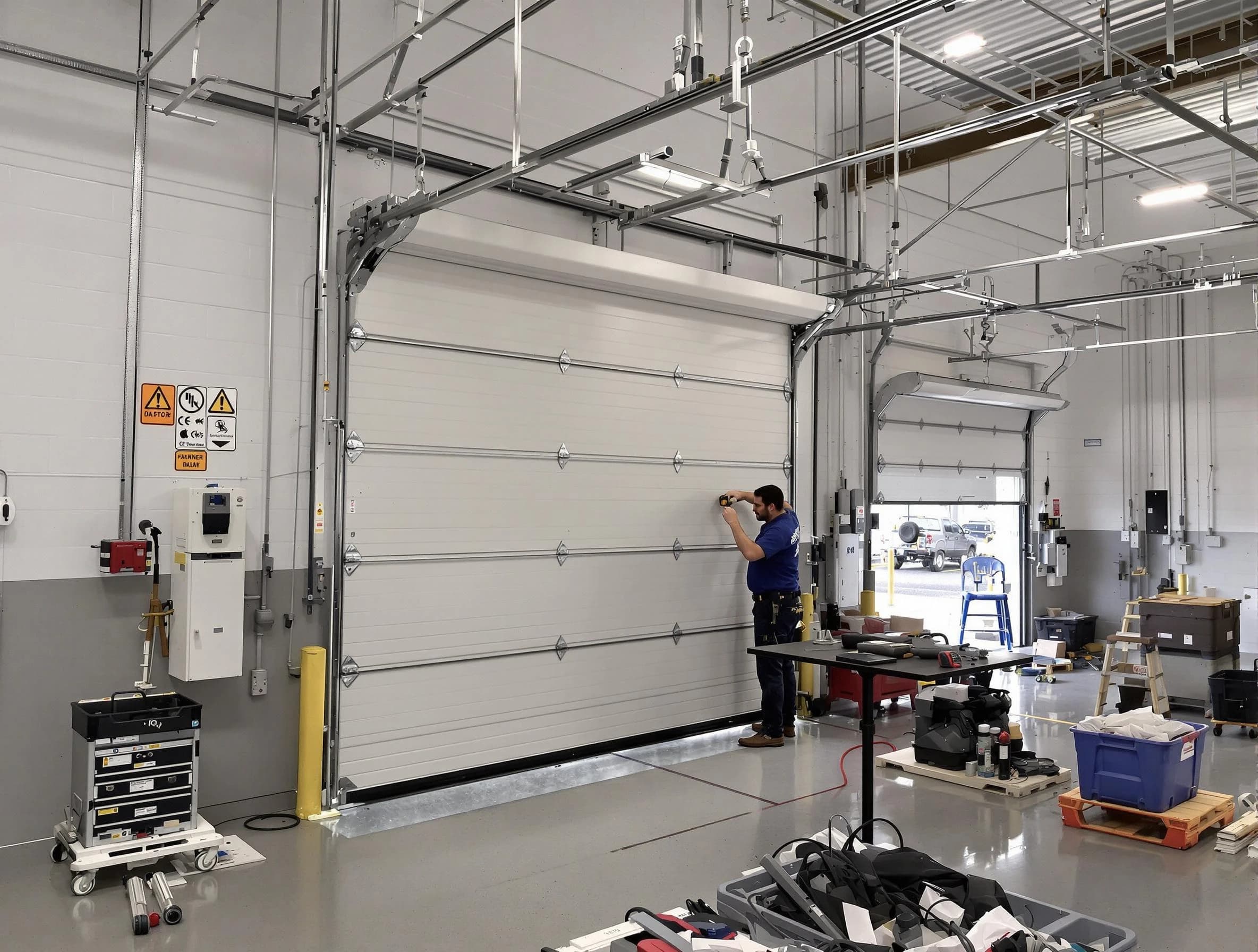 Commercial garage door repair being performed by Kaysville Garage Door Repair expert in Kaysville