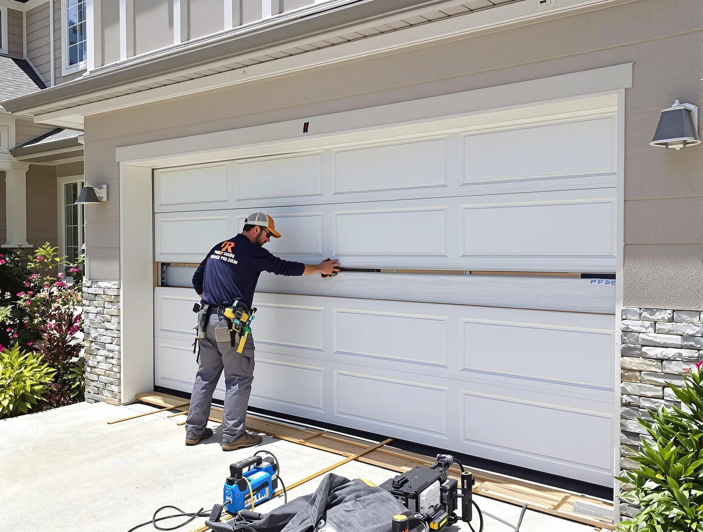 Kaysville Garage Door Repair team performing complete garage door replacement at Kaysville residence