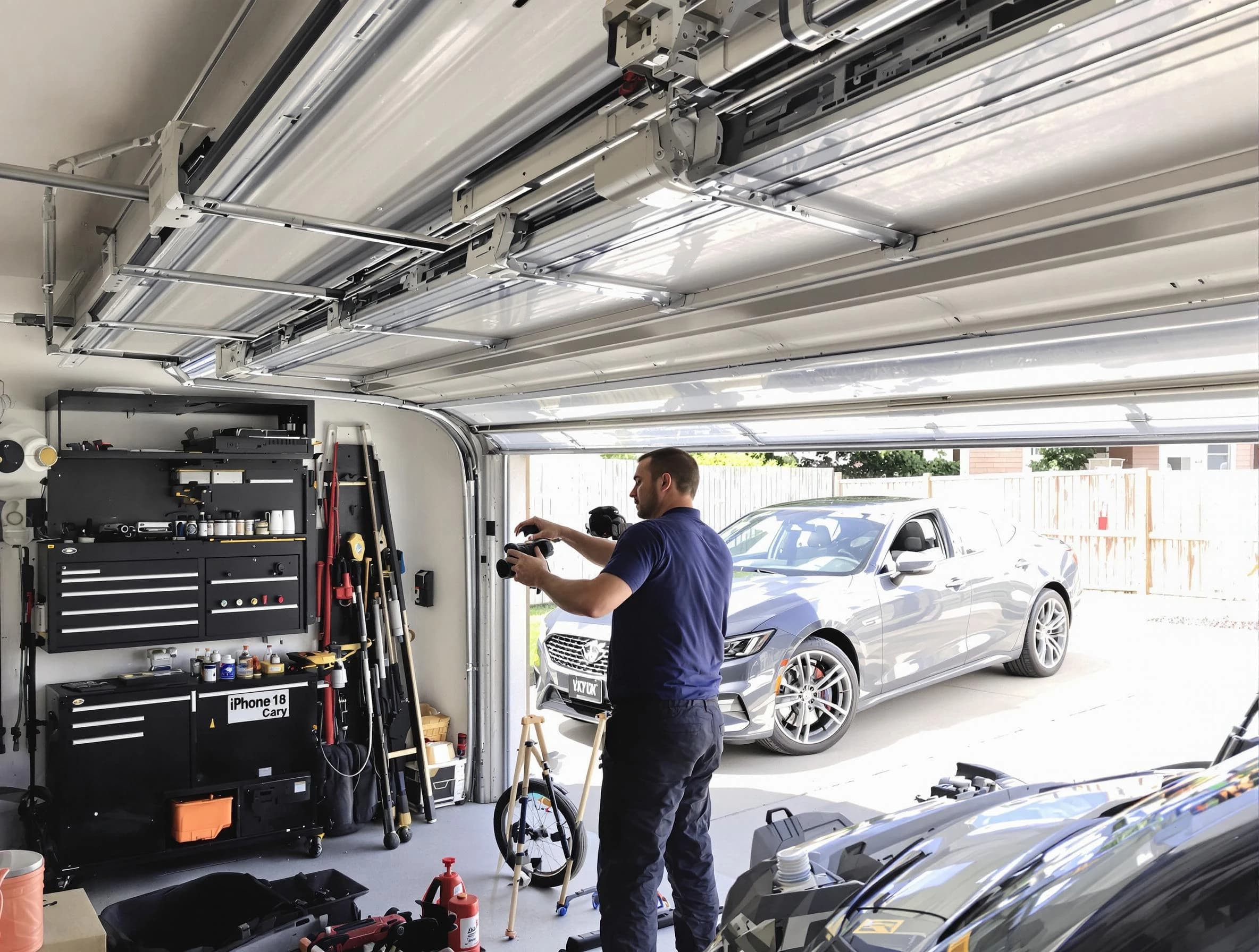 Kaysville Garage Door Repair technician fixing noisy garage door in Kaysville