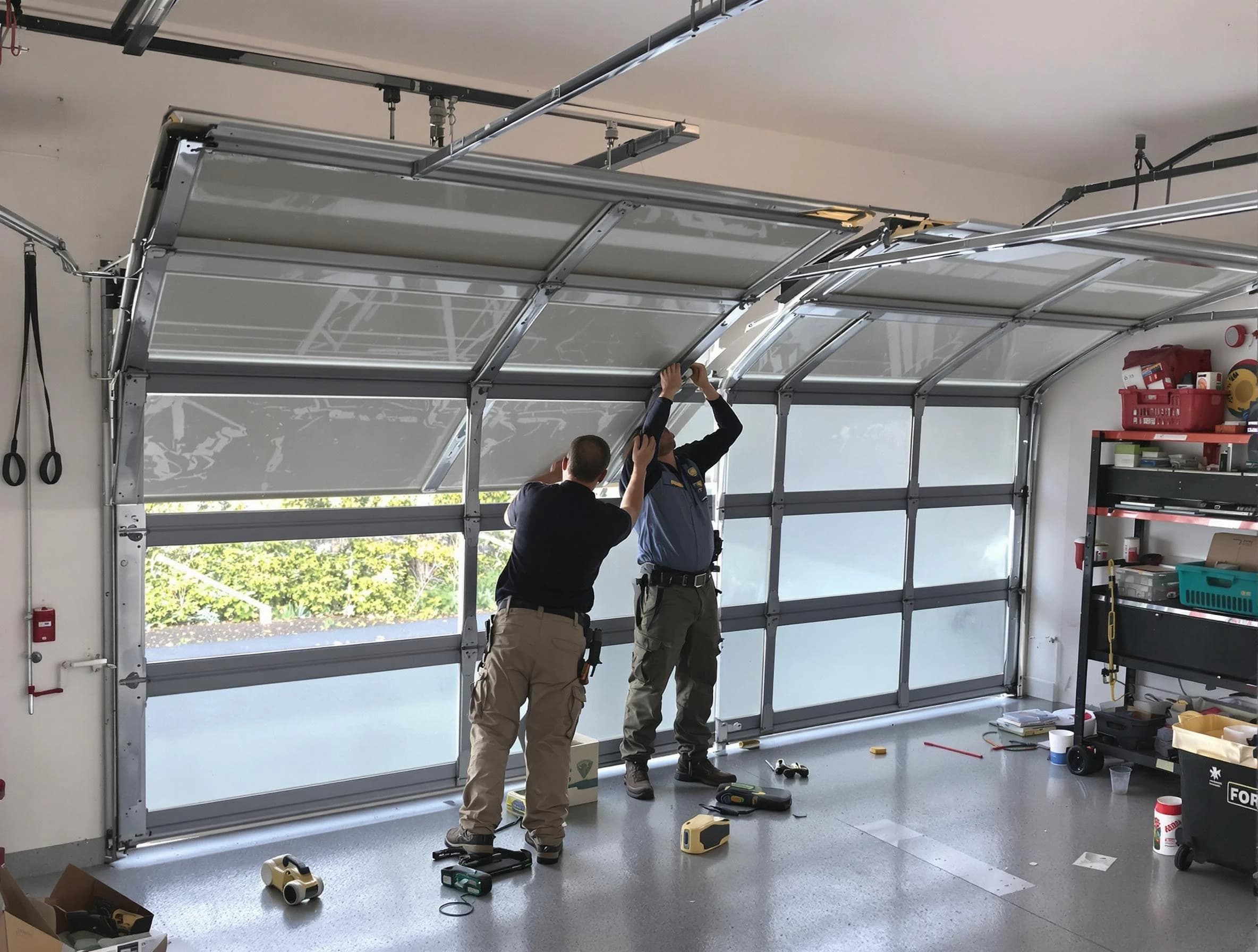 Kaysville Garage Door Repair expert performing precise panel replacement on Kaysville garage door