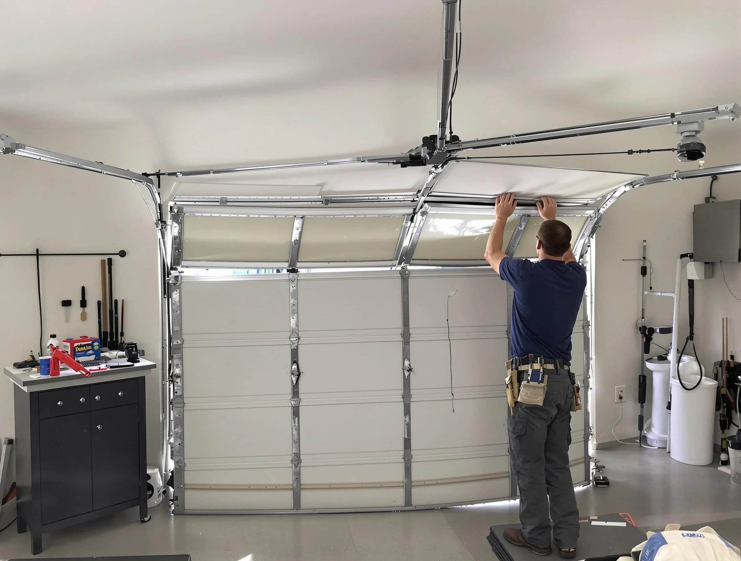Kaysville Garage Door Repair specialist performing precise section replacement on Kaysville garage door