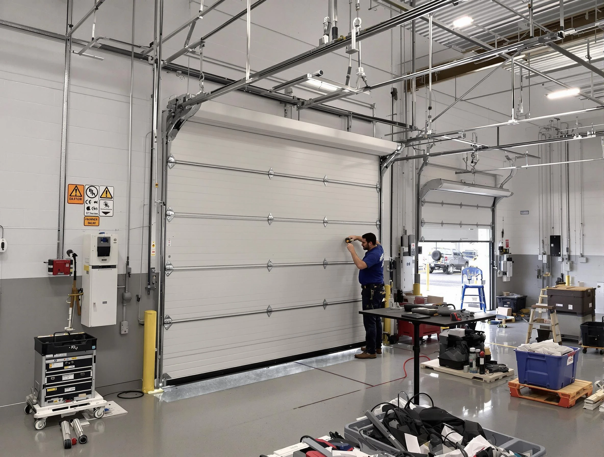 Commercial garage door repair being performed by Kaysville Garage Door Repair expert in Kaysville