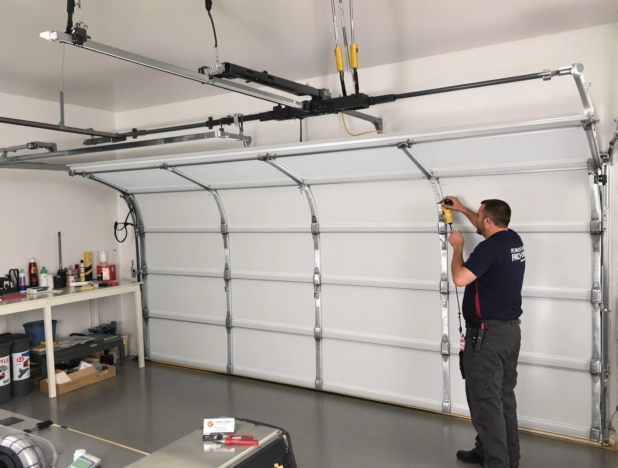 Kaysville Garage Door Repair certified technician performing overhead door system repair in Kaysville
