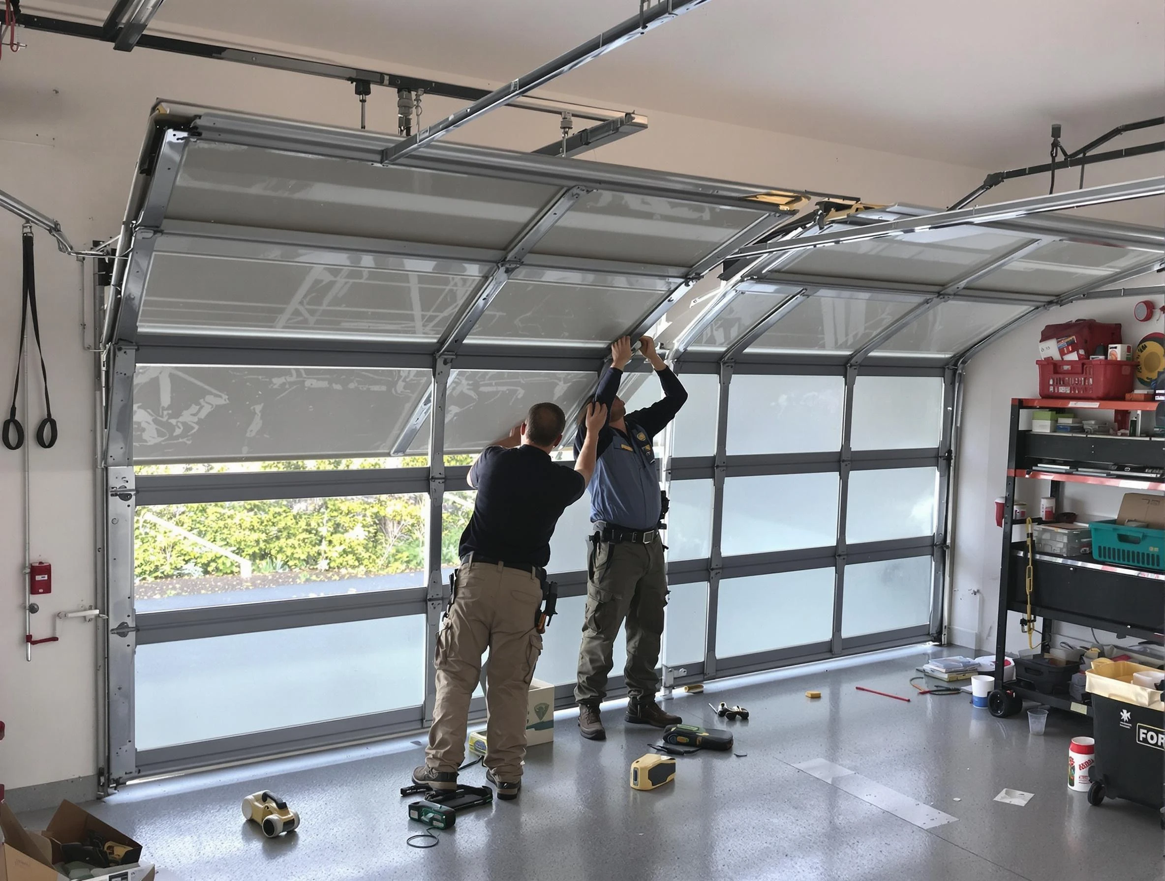 Kaysville Garage Door Repair expert performing precise panel replacement on Kaysville garage door