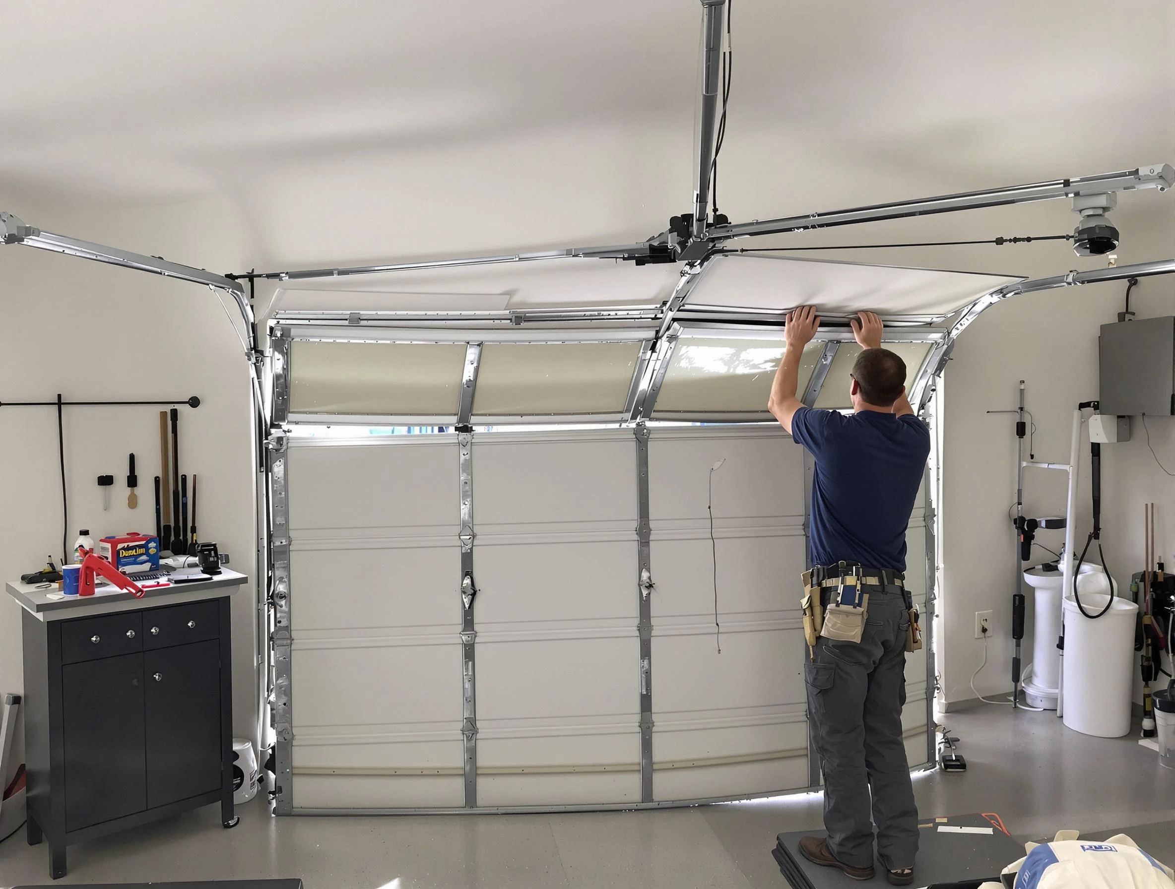 Kaysville Garage Door Repair specialist performing precise section replacement on Kaysville garage door